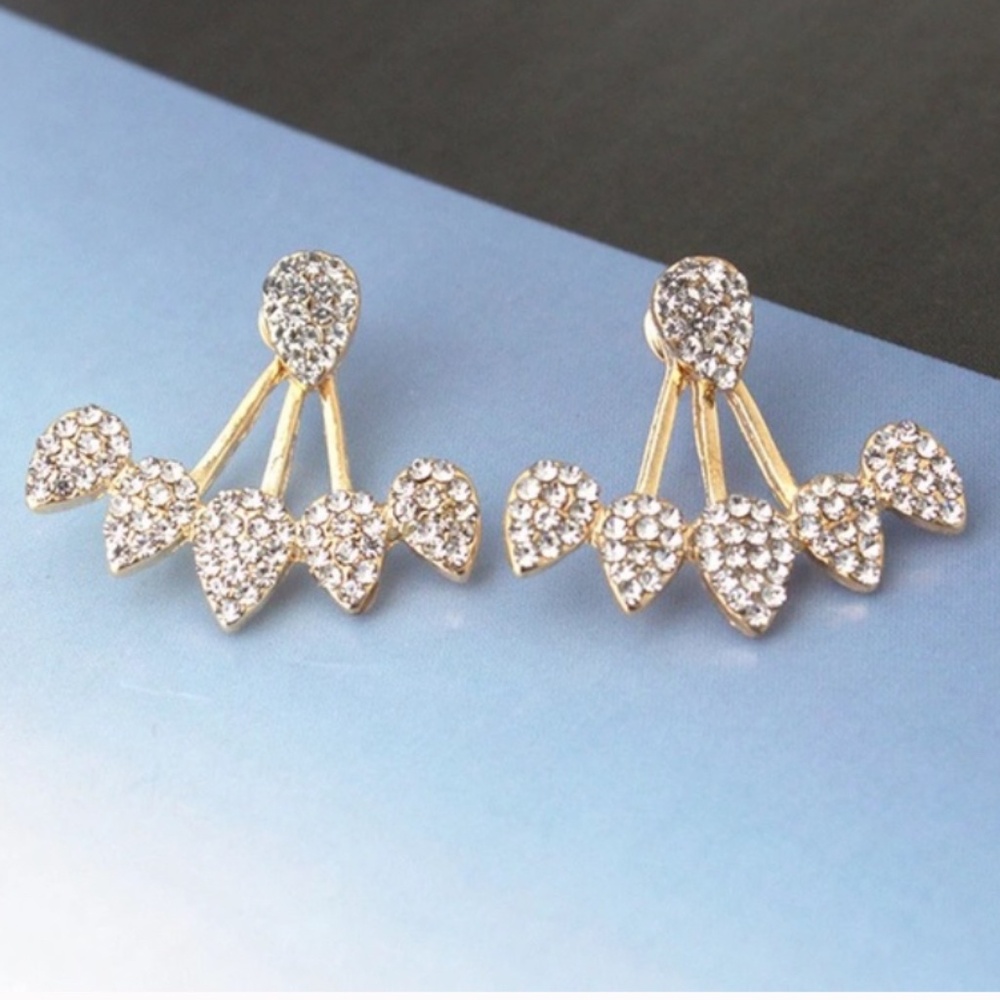 CZ Flower Ear Jacket Earrings